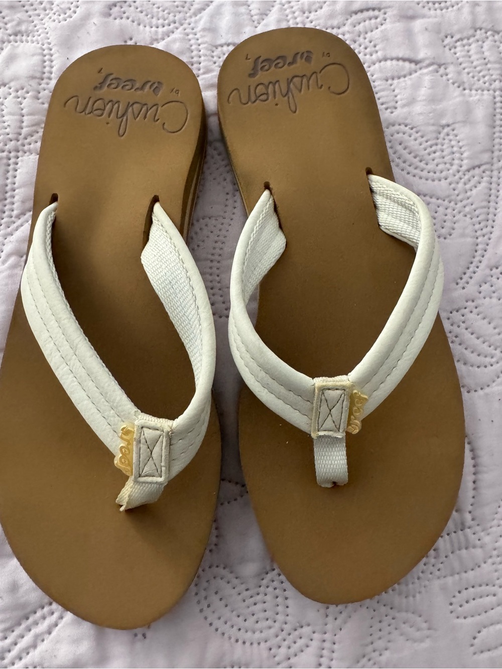 Reef Women's White Strap Brown Footbed Sandals
